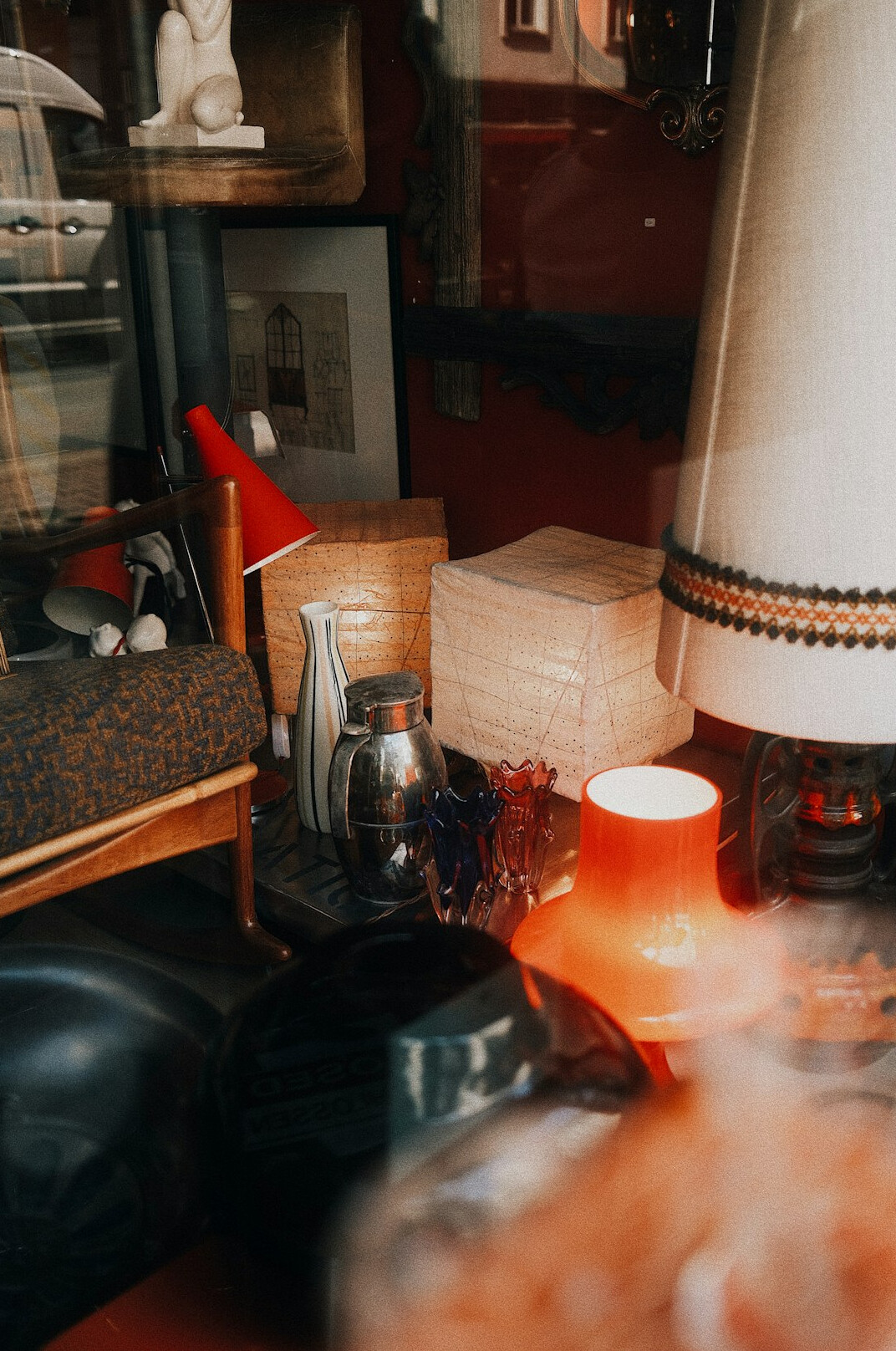 Old books and a magnifying glass on a desk